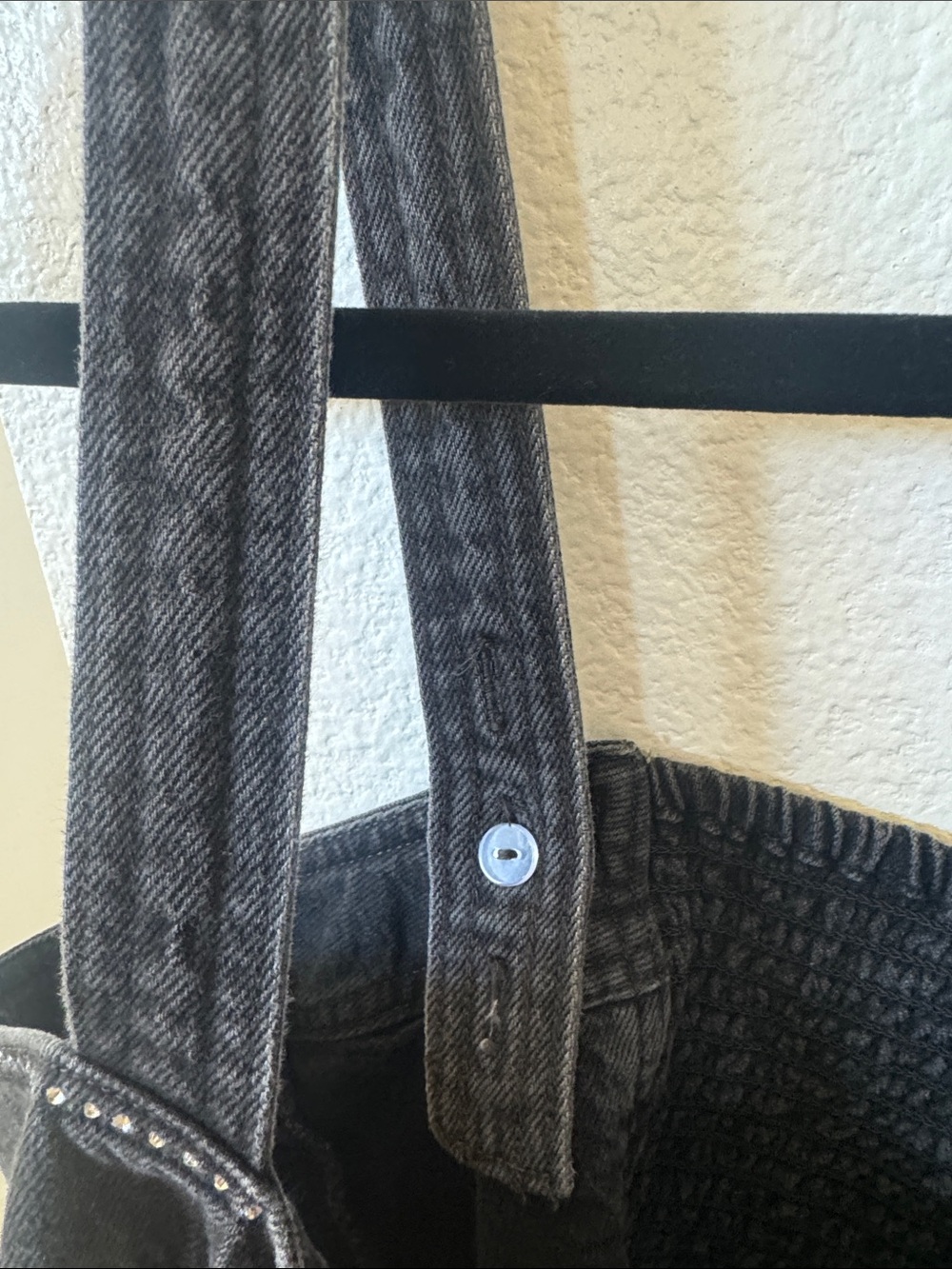 Levi's light Black Denim Button-Front Corset Tank with Stud Detail - Picture 4 of 5
